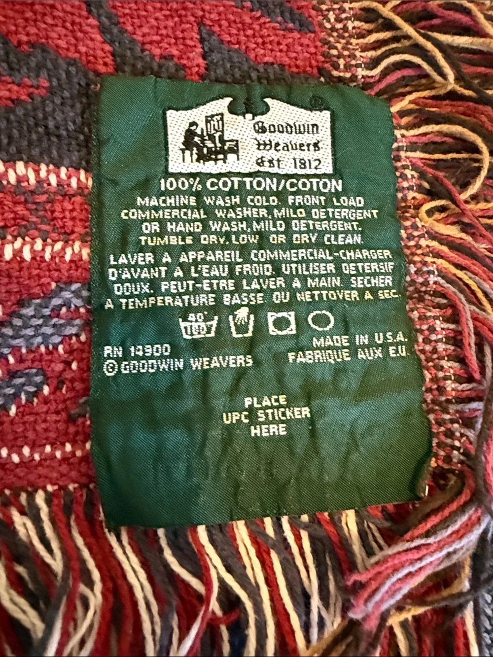 Vintage Cottagecore 100% Thick Cotton Tapestry Style Fringed Throw, 65”x48”